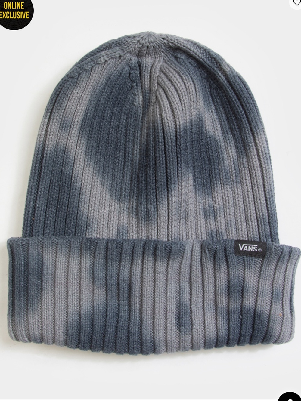 VANS Parkview Blue/Gray Mens Tie-Dye Ribbed Knit Cuff Beanie NWOT